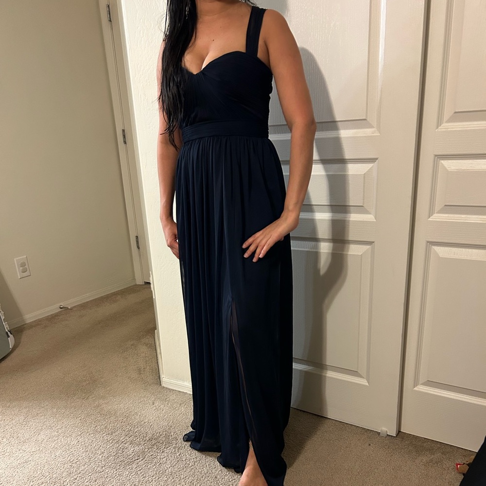 Monique Lhullier navy formal dress